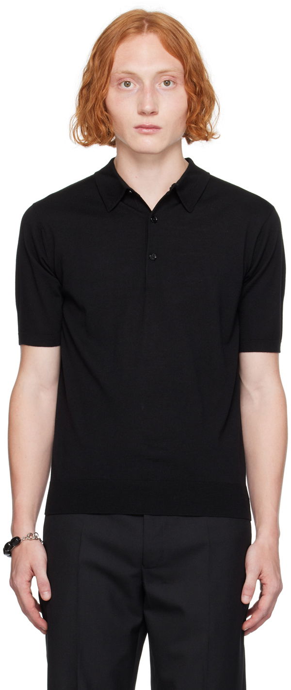 Polotröja Dries Van Noten Black Three-Button Polo Svart | 242-021202-9700