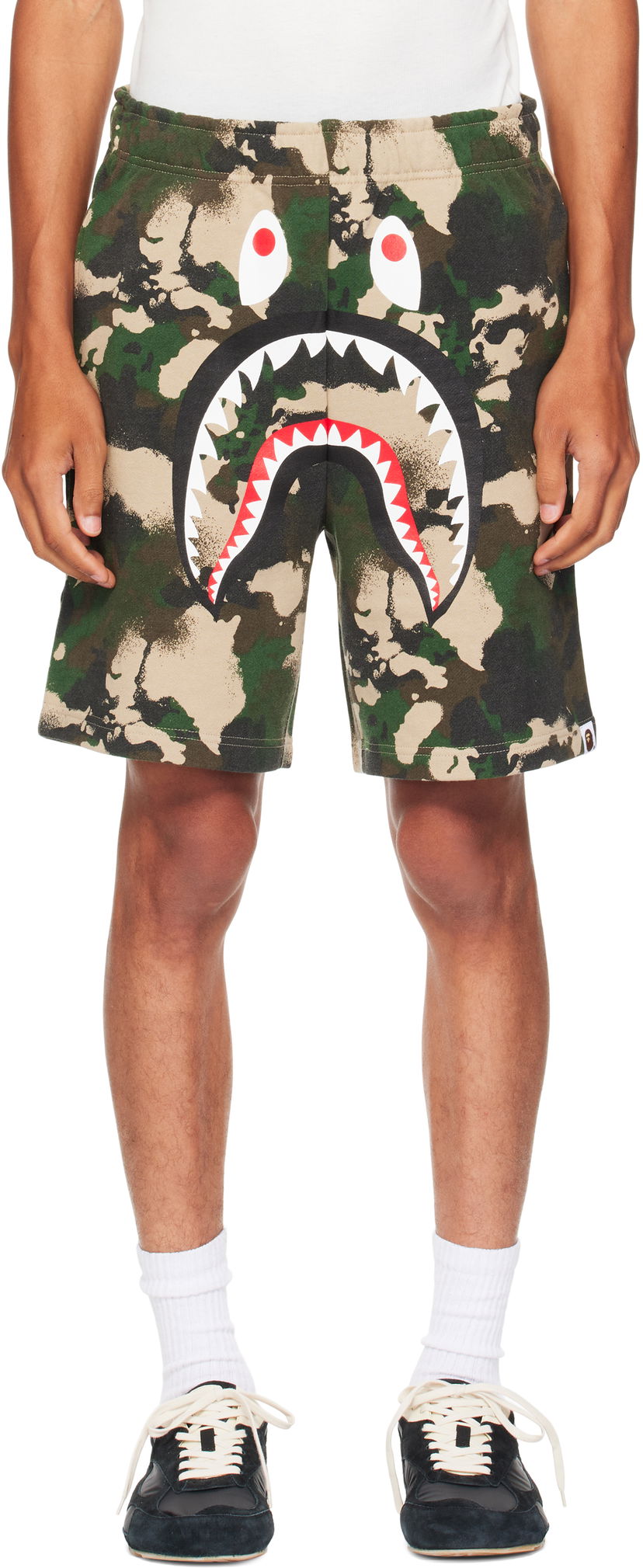 Shorts BAPE Map Camo Regular Fit Shark Sweat Shorts Grön | 001SPL301001M