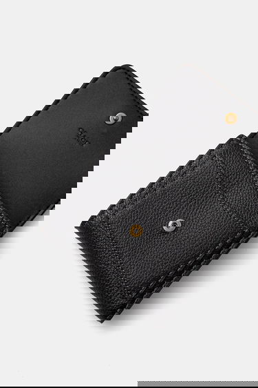 Plånbok Coach Pebbled Leather Mini Flap Wallet Svart | CAO13, 2