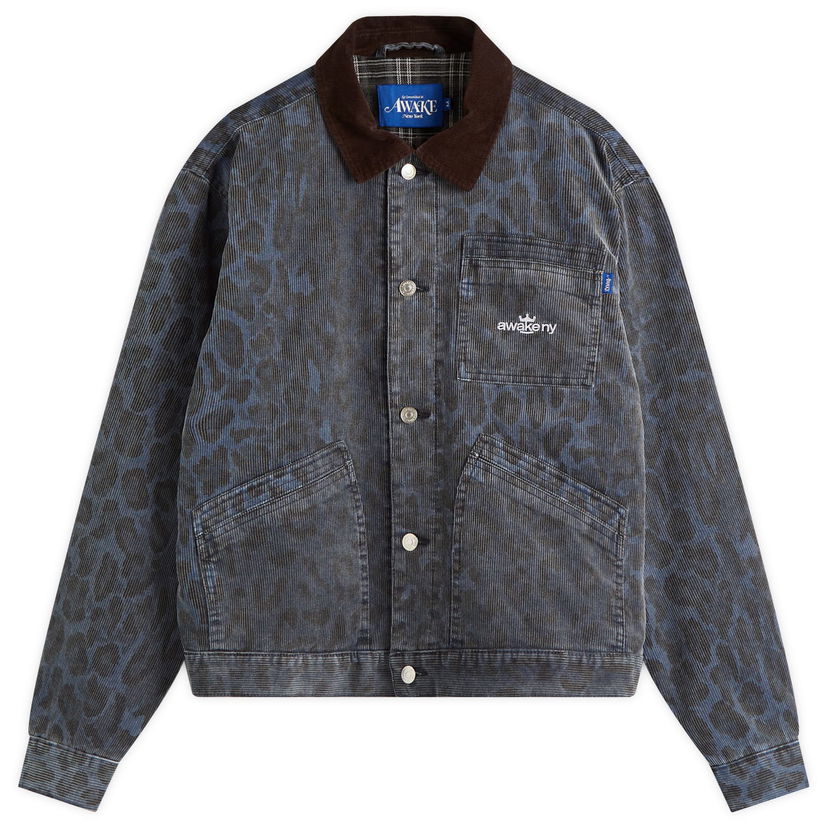 Jacka Awake NY Awake NY Leopard Corduroy Work Jacket Blå | AWK-SP25-OT005-NVY
