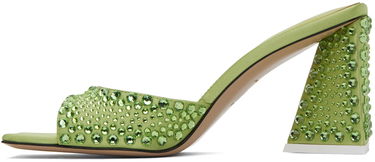 Tillbehör The Attico Attico Mini Devon Crystal-Embellished Satin Mules Grön | 241WS772 V015T, 2