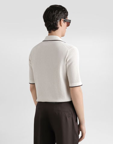 Polotröja Dolce & Gabbana Dolce & Gabbana Knitted Polo Shirt Vit | GXVC3ZJBCH1M2826, 2