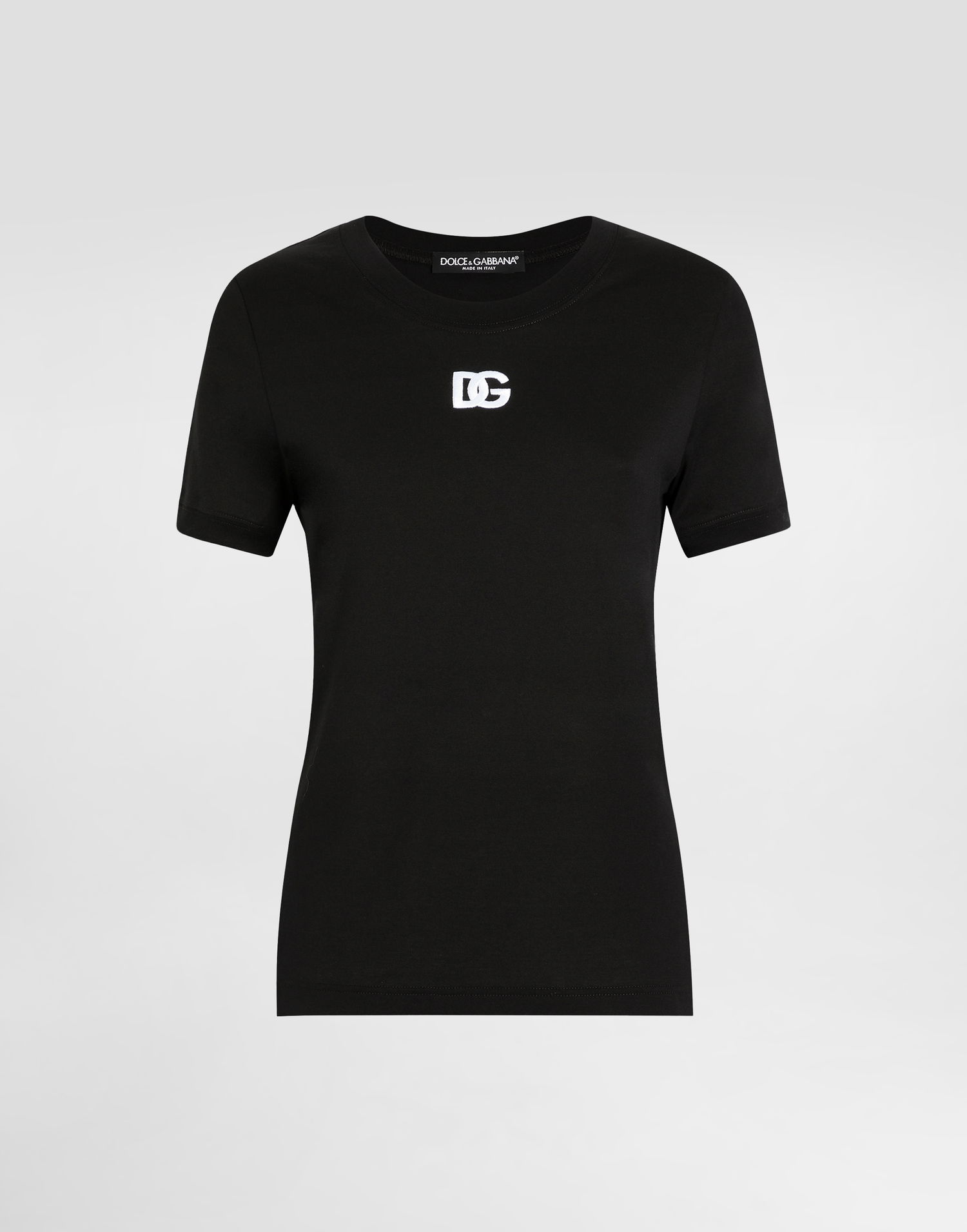 T-shirt Dolce & Gabbana Dolce & Gabbana Jersey T-Shirt with DG Logo Svart | F8N08ZGDCYEN0000, 0