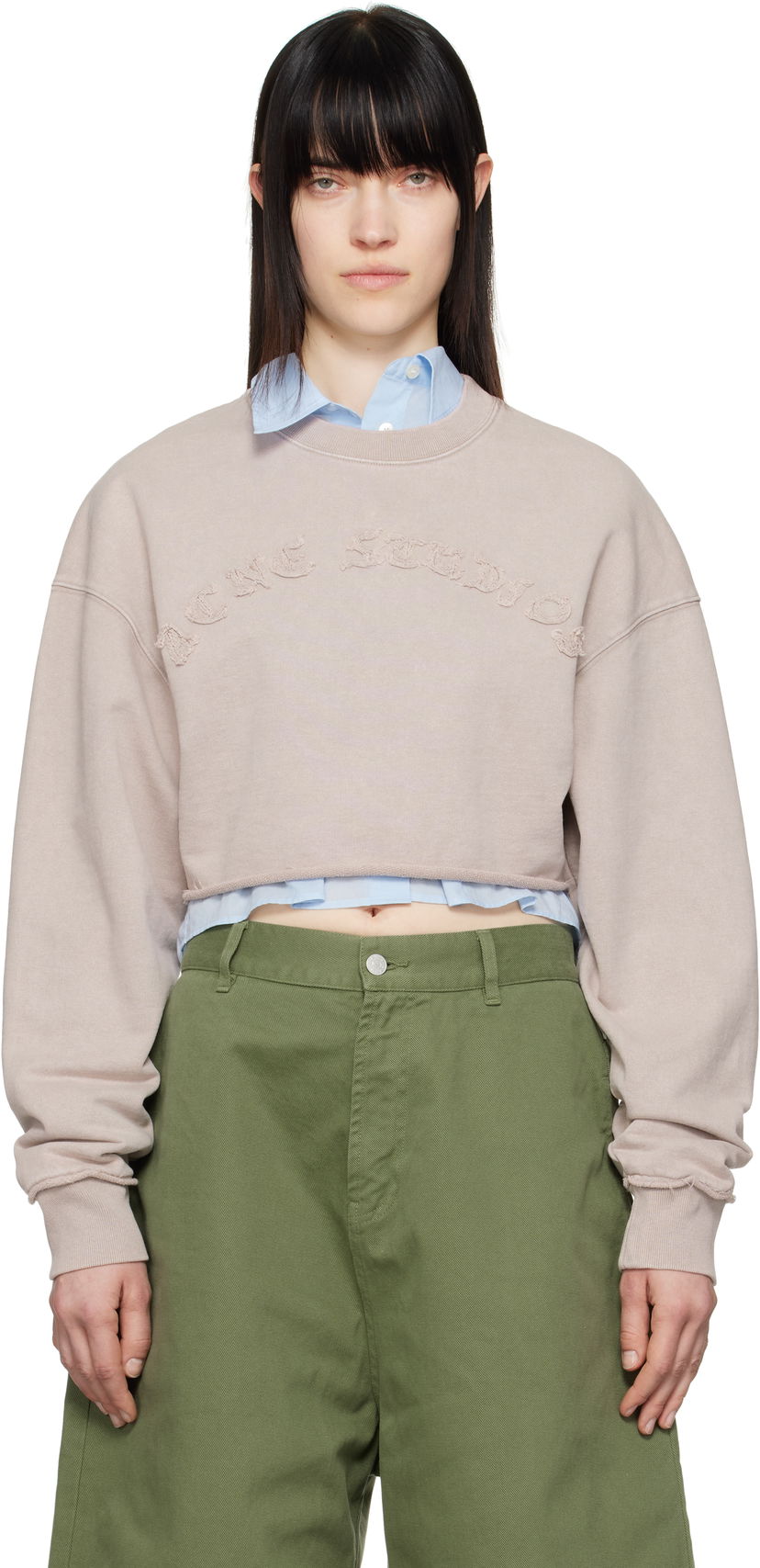 Sweater Acne Studios Acne Studios Cropped Logo Sweatshirt Rosa | AI0158-