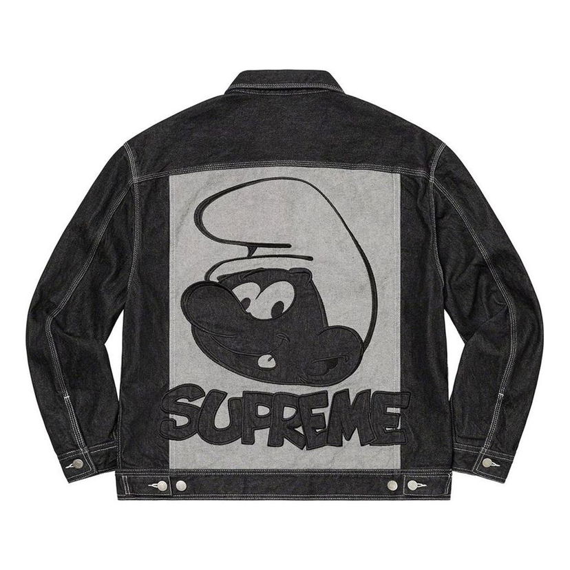 Bomberjacka Supreme Smurfs Embroidered Denim Jacket Svart | SUP-FW20-008