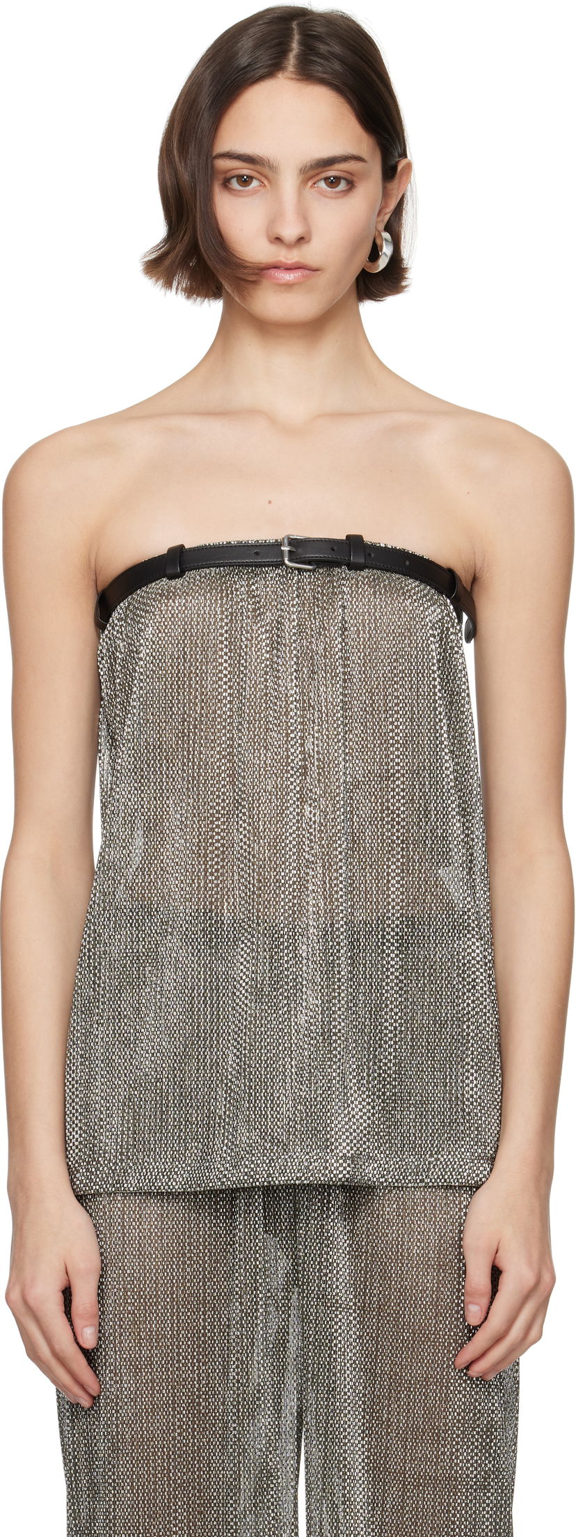 Linne Nanushka Nanushka Gilma Metallic Knit Bandeau Top Metallisk | NW25SSTP29882