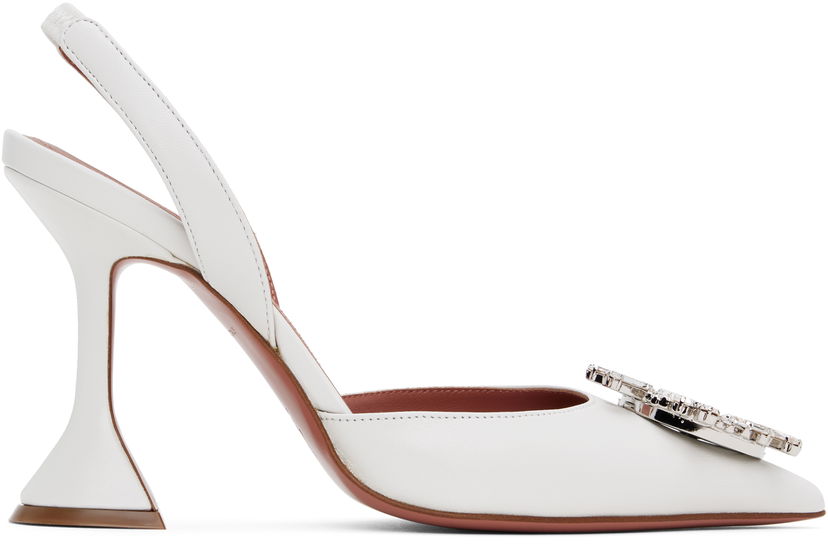 Sneakers och skor Amina Muaddi Slingback Crystal Pumps Vit | BEGUM SLING CL NAPPA