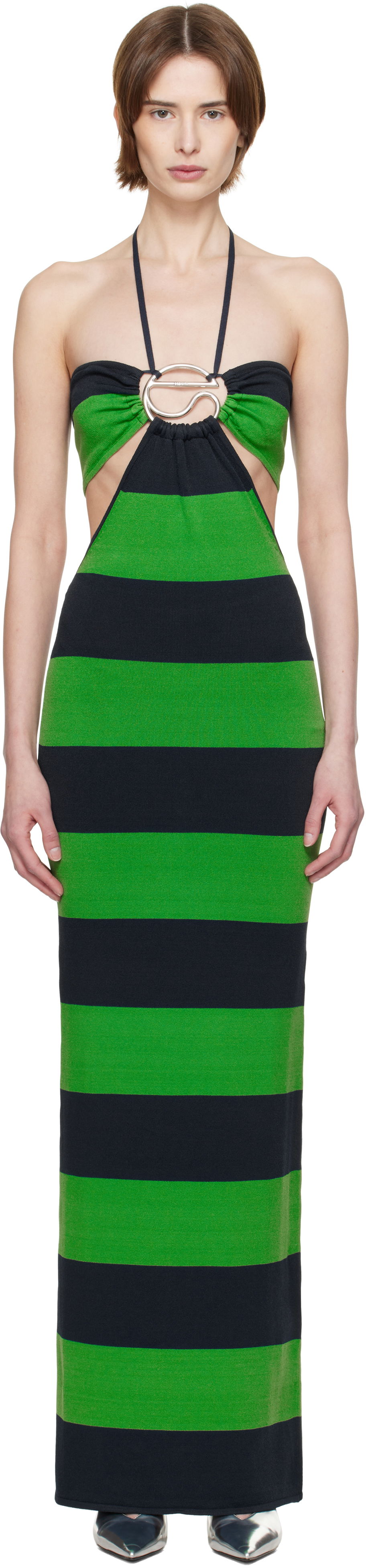 Klä Coperni Coperni Knitted Striped Halter Maxi Dress Grön | COPML135SY3010, 0