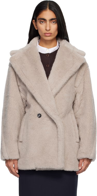 Rockar Max Mara Olga Plush Double-Breasted Coat Beige | 2521086032600, 0