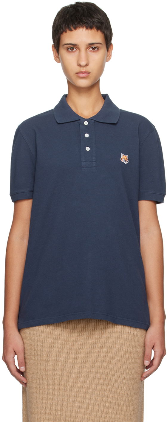 Polotröja MAISON KITSUNÉ Fox Head Polo Mörkblå | LM00208KJ7002