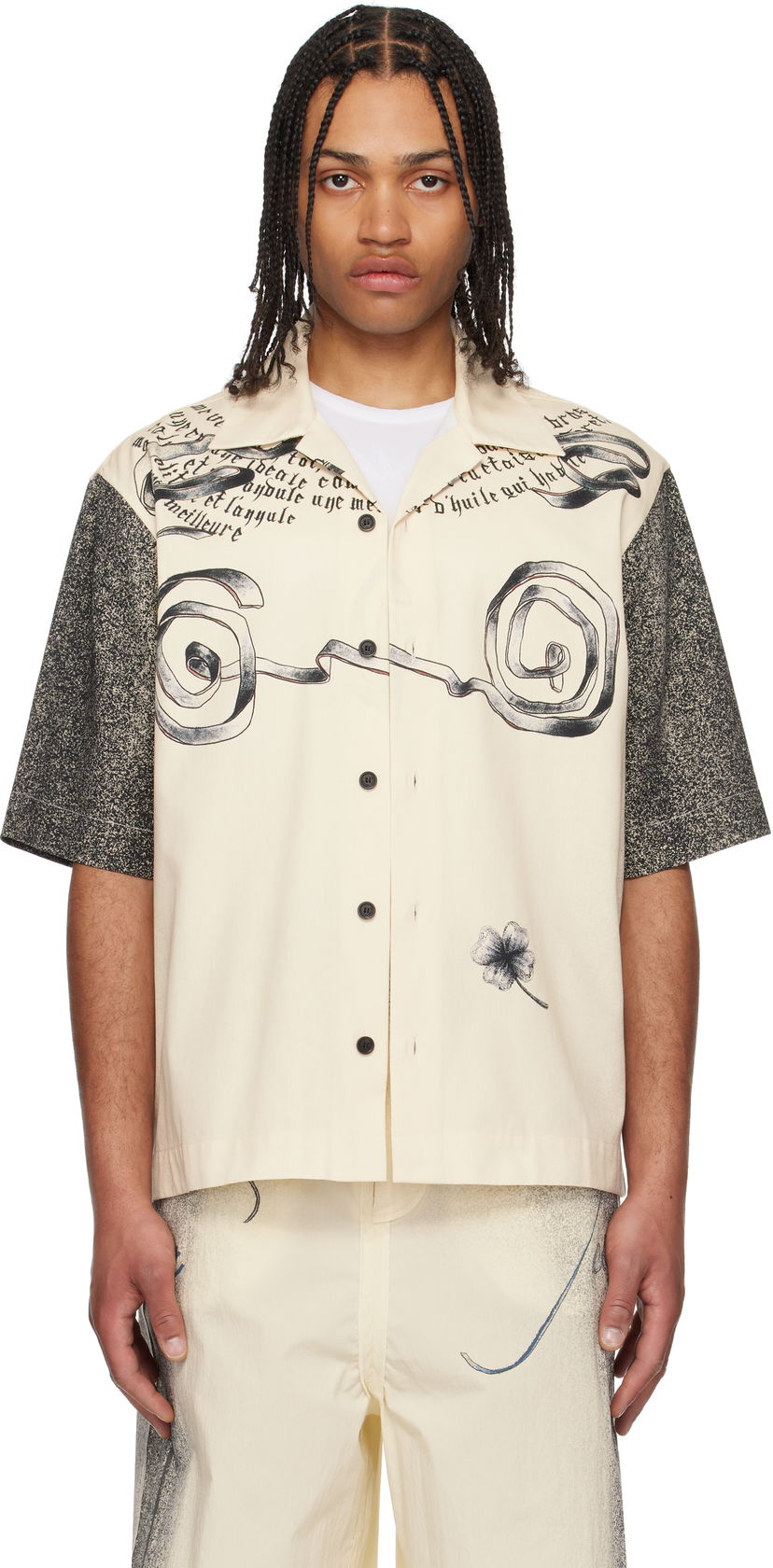 Skjorta Jean Paul Gaultier Jean Paul Gaultier 'The Multi-Tattoo' Print Bowling Shirt Beige | 25/34-U-CH098-D504-030030