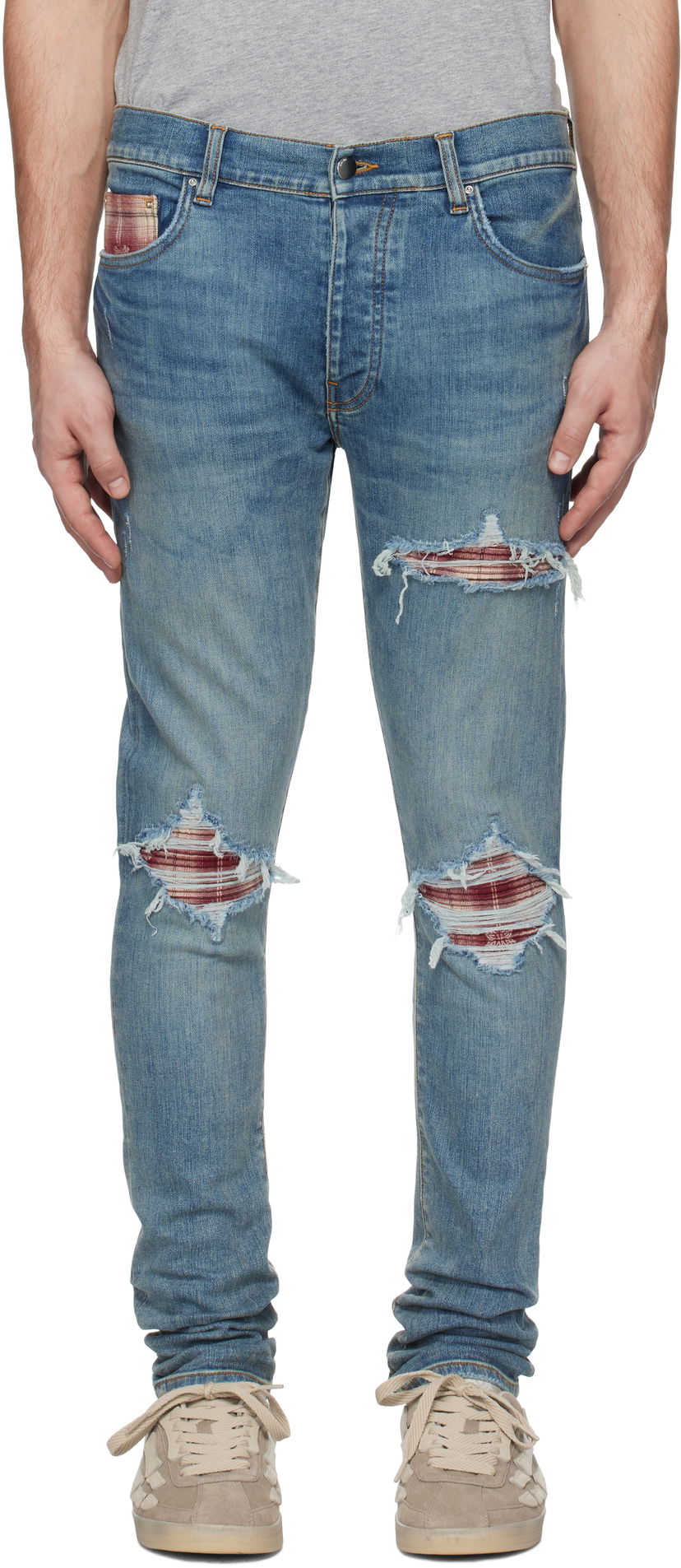 Jeans AMIRI Quad Plaid MX1 Jeans Blå | AMDNSY1104