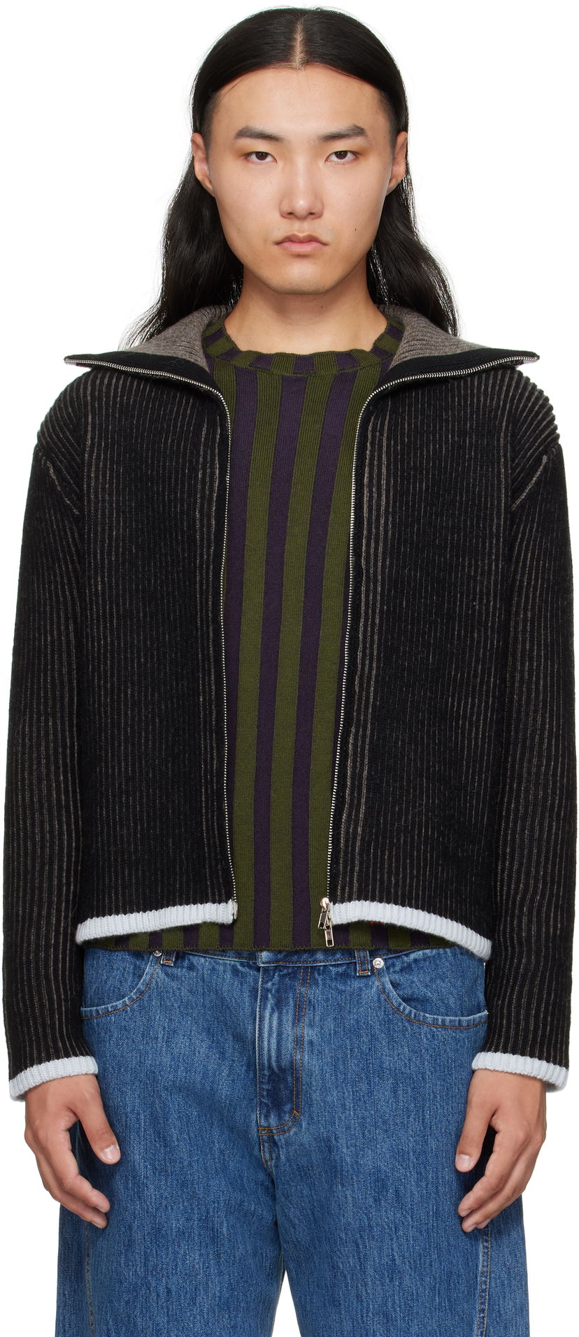 Sweater Eckhaus Latta Eckhaus Latta Huddle Zip Sweater Svart | 8267-EL-PF25-B