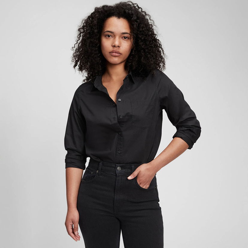 Skjorta GAP Shirt Perfect Shirt True Black XXS Svart | 704271-02