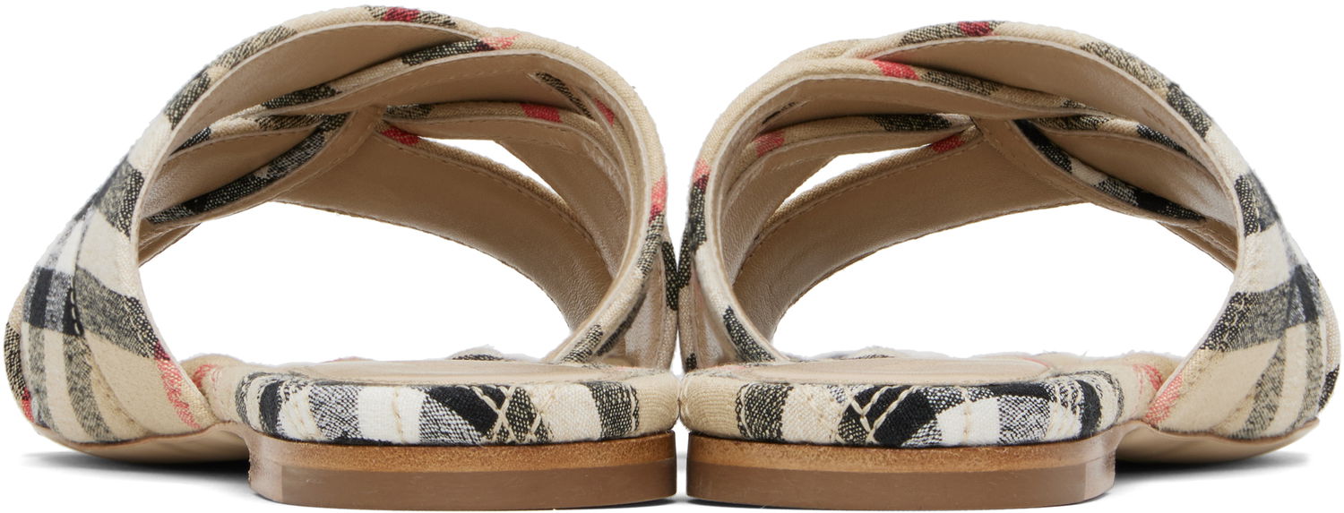 Kläder Burberry Burberry Check Cabana Slides Beige | 8111378, 1