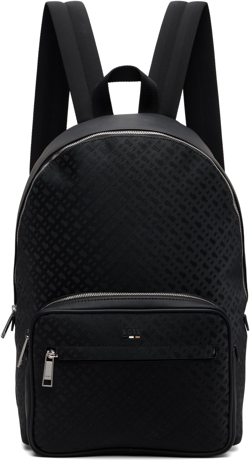 Ryggsäck BOSS Black Check Faux-Leather Backpack Svart | 50548062