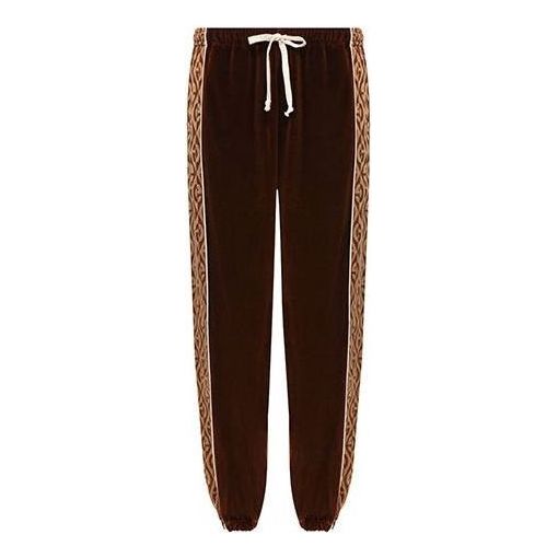 Träningsbyxor Gucci Velvet Track Pants with Side Pattern Brun | 595527-XJBTB-2044, 0