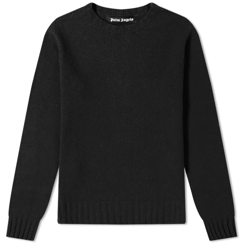 Sweater Palm Angels Wool Logo Crew Knit Svart | PMHE027F20KNI0011001