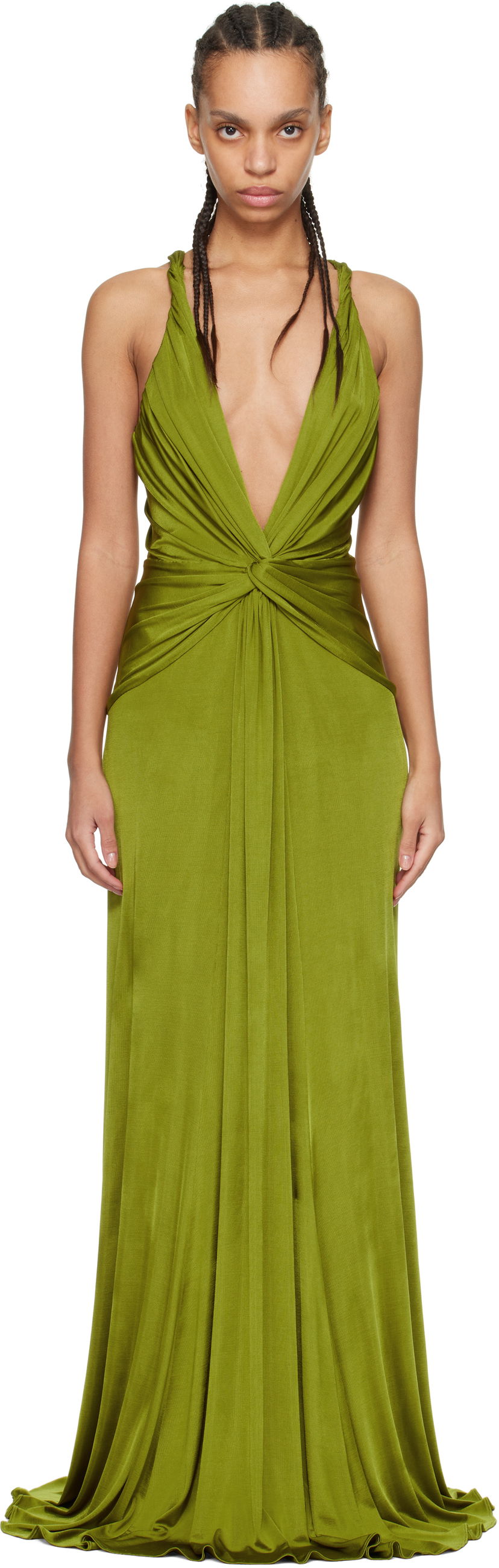 Klä Tom Ford Tom Ford V-Neck Criss-Cross Maxi Dress Grön | ABJ834-JEX114