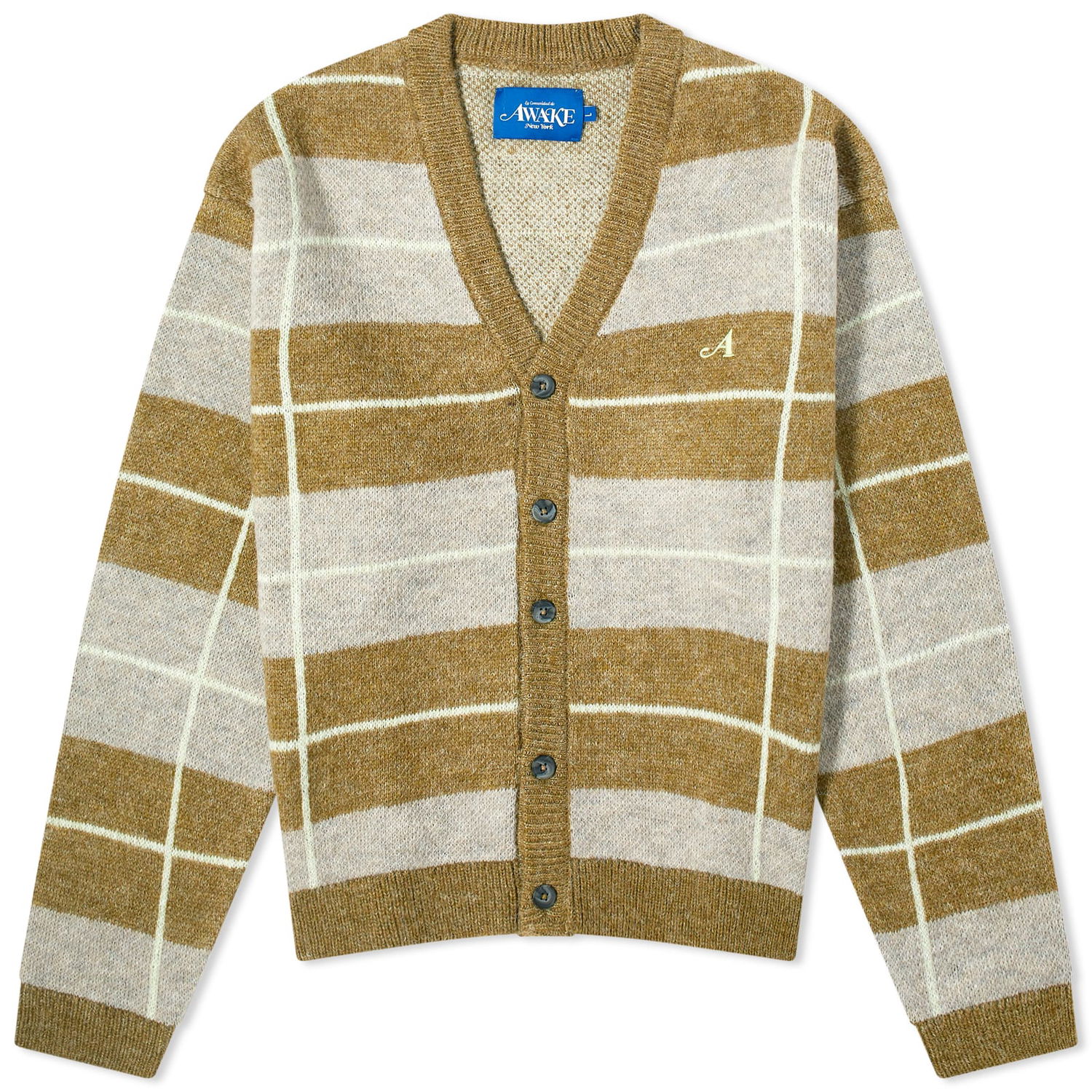 Sweater Awake NY Windowpane Mohair Cardigan Beige | AWK-FW23-KN003-SGM, 0