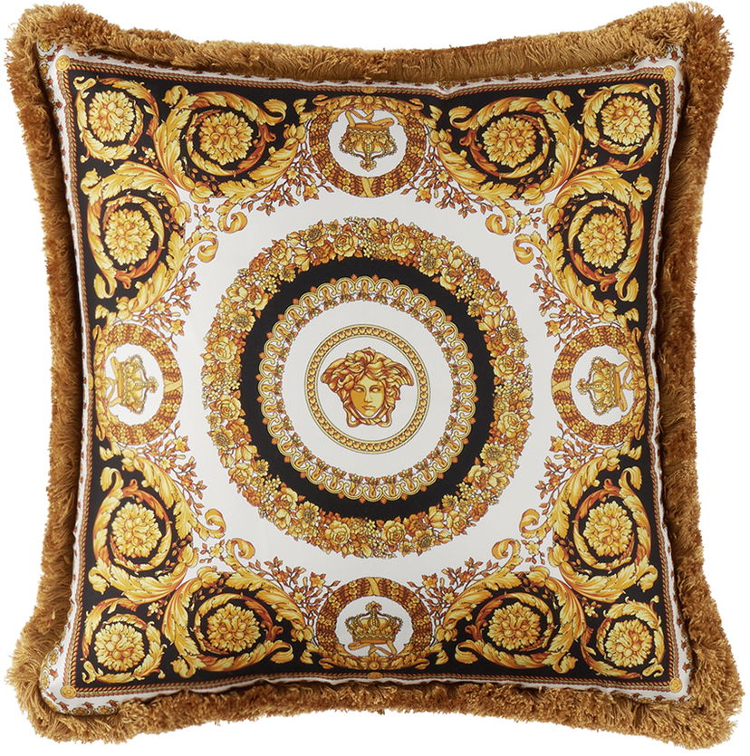 Heminredning Versace Gold & Black Crete De Fleur Cushion Gul | ZCU454501_ZSEP0184