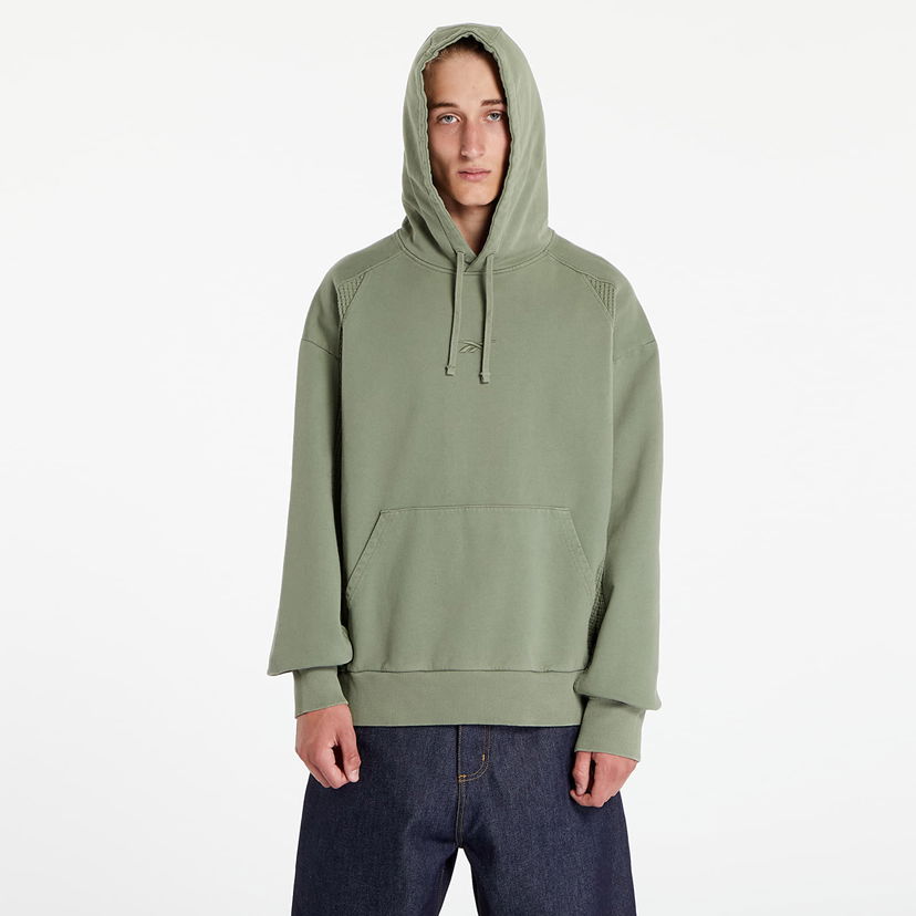 Sweatshirt Reebok Uniform Bi-Material Hooded Forest Green Grön | RMBB006C99FLE0015200