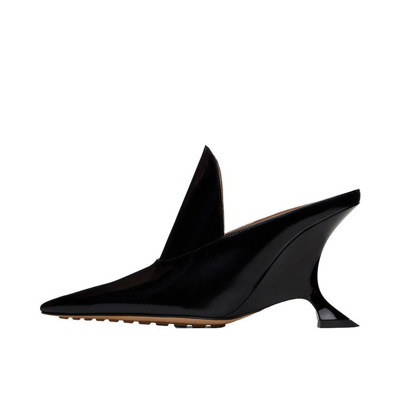 Sneakers och skor Bottega Veneta Sculpted Heel Patent Leather Mules Svart | 763828 V28R0