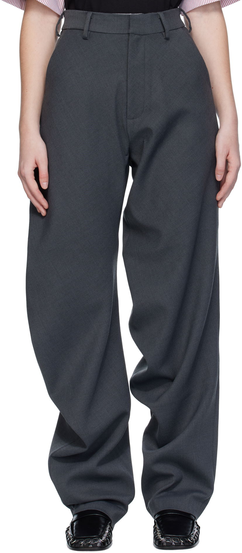 Byxor Charles Jeffrey Loverboy Charles Jeffrey LOVERBOY Topsy Turvy Wide-Leg Trousers Grå | 52030406
