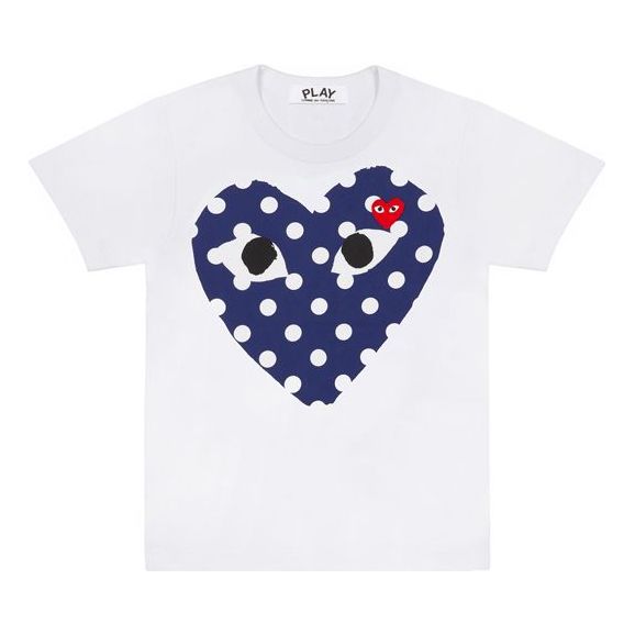 T-shirt Comme des Garçons Play Polka Dot Logo T-Shirt Vit | AZ-T233-051-1