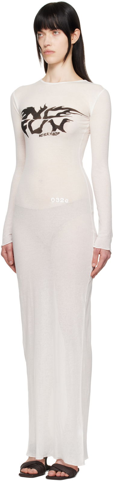 Klä 032C 032c Fine Rib Maxi Dress Vit | S25-WRC-2631-100, 3