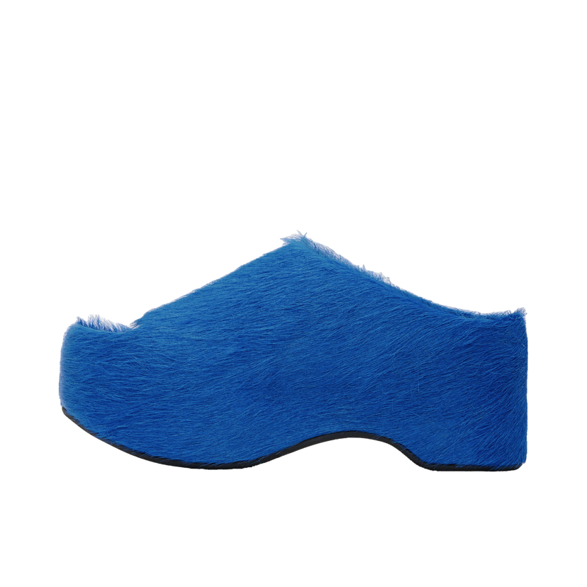Sneakers och skor Marni Long-Hair Calfskin Chunky Clog Slide Sandals Blå | SAMS021004 P4122