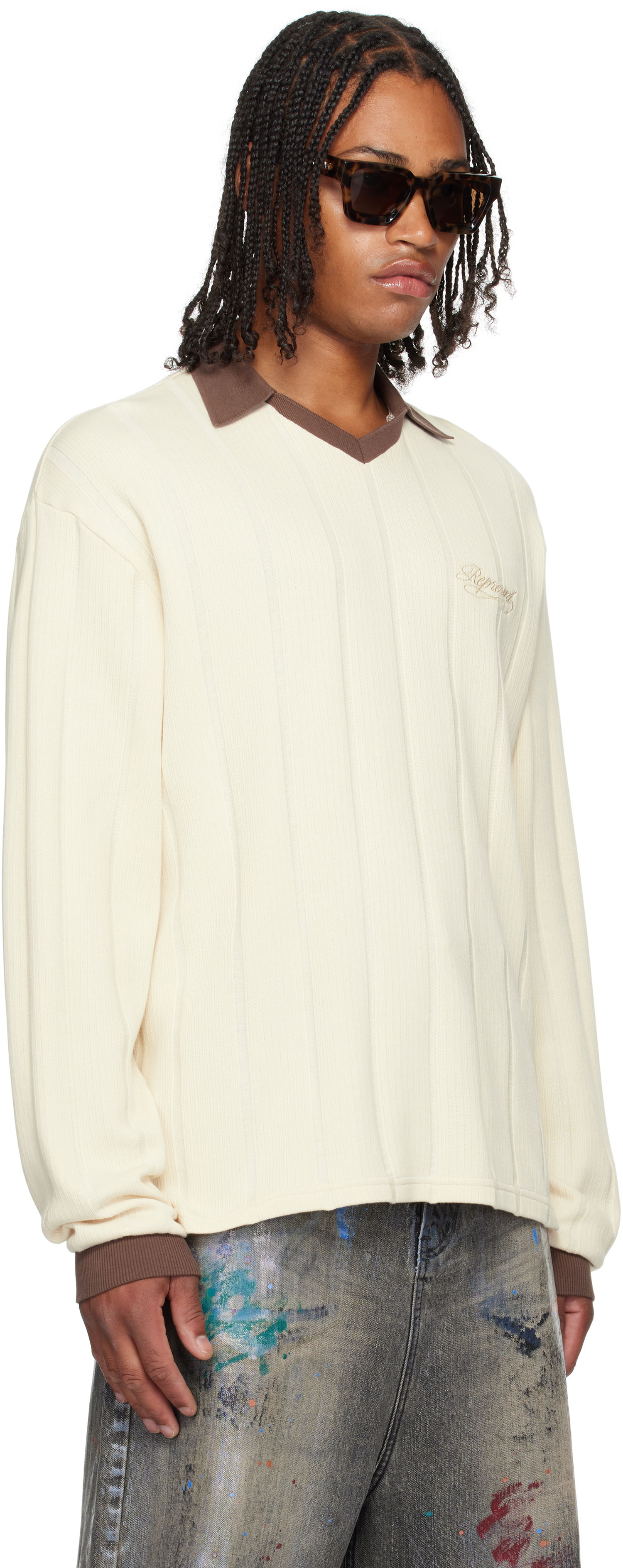 Polotröja Represent Clo Represent Retro Football Long Sleeve Polo Vit | MLM100277, 1