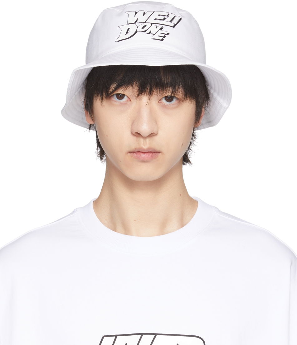 Hatt We11done We11done Basic Logo Bucket Hat Vit | WD-AH1-22-407-U-WH, 0