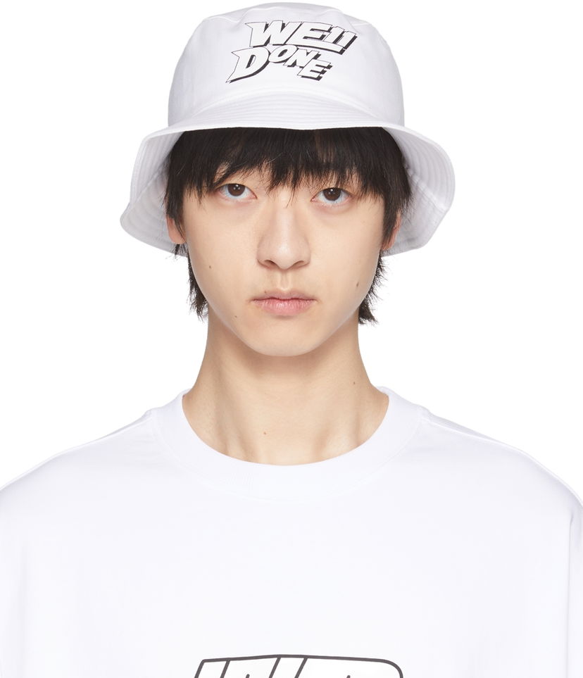 Hatt We11done We11done Basic Logo Bucket Hat Vit | WD-AH1-22-407-U-WH