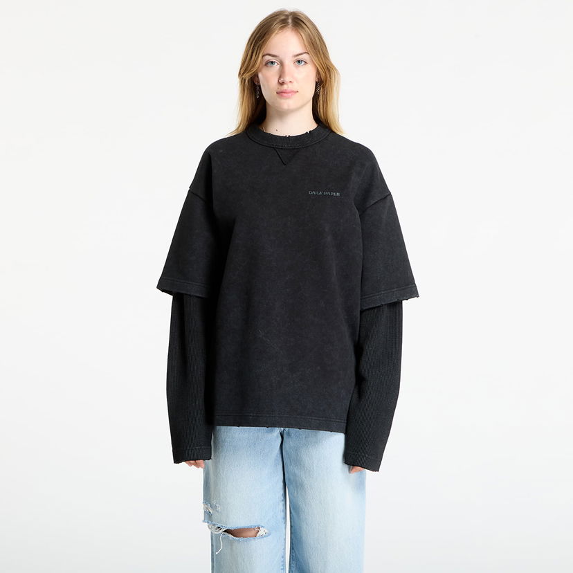 Sweatshirt DAILY PAPER Daily Paper Layered Long Sleeve T-Shirt Svart | 2521066