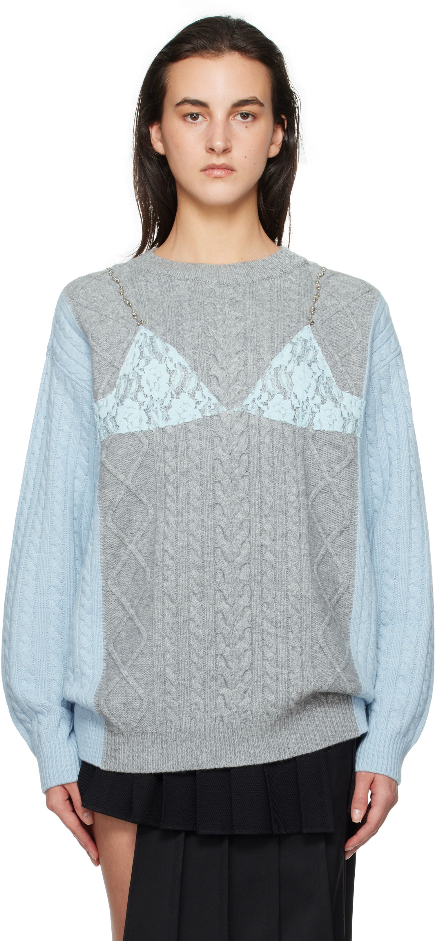 Sweater Andersson Bell Andersson Bell Lace Lingerie Knit Sweater Grå | atb1182w, 0