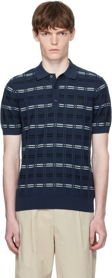 Polotröja Fred Perry Fred Perry Striped Rib Knitted Polo Blå | K9751, 0