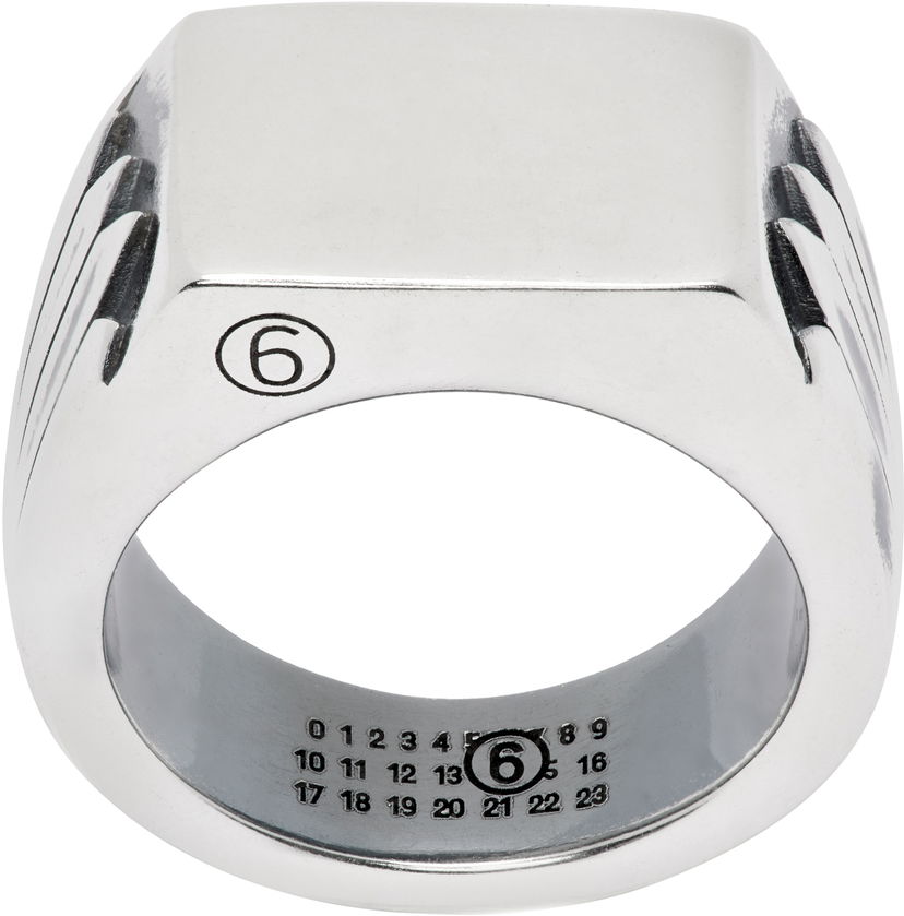 Ringa Maison Margiela MM6 Maison Margiela Silver Minimal Logo Ring Metallisk | SM7UQ0101 P8601
