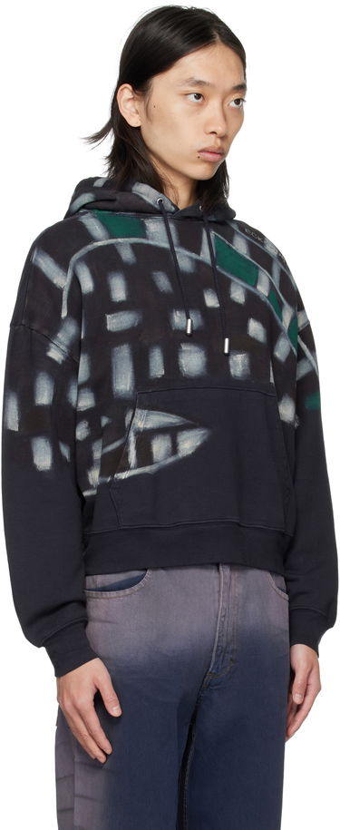 Sweatshirt Eckhaus Latta Eckhaus Latta Garment-Dyed Printed Hoodie Svart | 251-EL-PF25-P -, 4