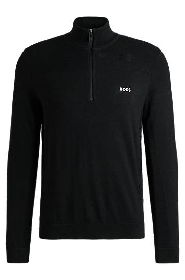Sweater BOSS BOSS Zip-Neck Sweater Svart | 50498560