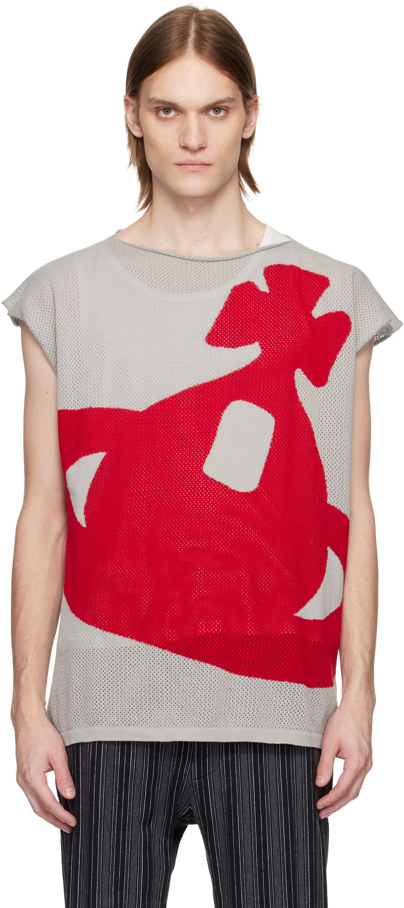 Sweater Vivienne Westwood Vivienne Westwood Intarsia Pixel Orb Tank Top Grå | 8101000P-K005X-
