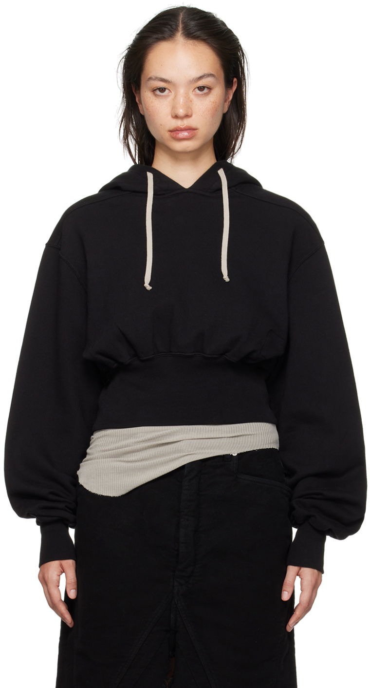 Sweatshirt Rick Owens Porterville Tatlin Cropped Hoodie Svart | DS02D2220 FP