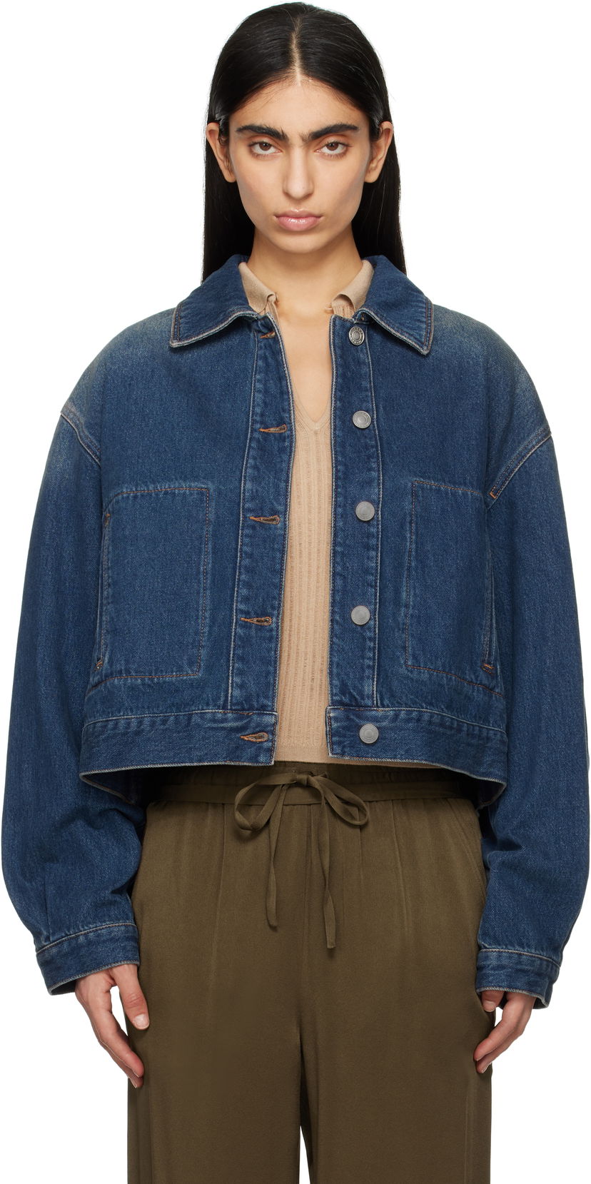Jacka ISABEL MARANT Isabel Marant Josephine Cropped Denim Jacket Blå | VE0451FA-B1H04I