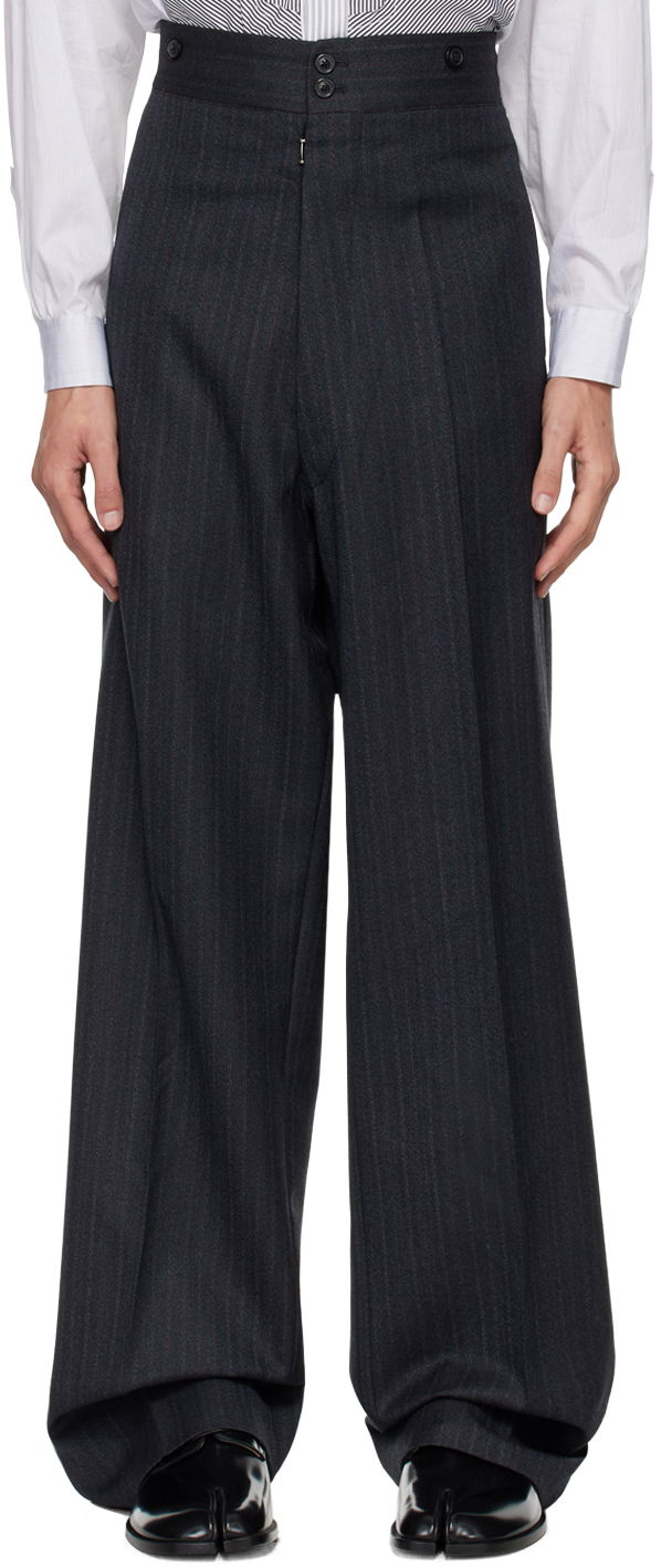 Byxor Maison Margiela Black Pleated Trousers Svart | S50KA0654 M35203
