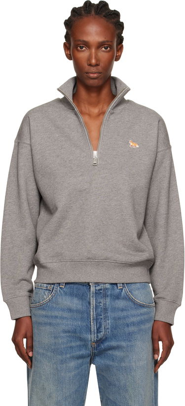 Sweatshirt MAISON KITSUNÉ Maison Kitsuné Half Zip Baby Fox Patch Sweatshirt Grå | PW00308KM0341, 0