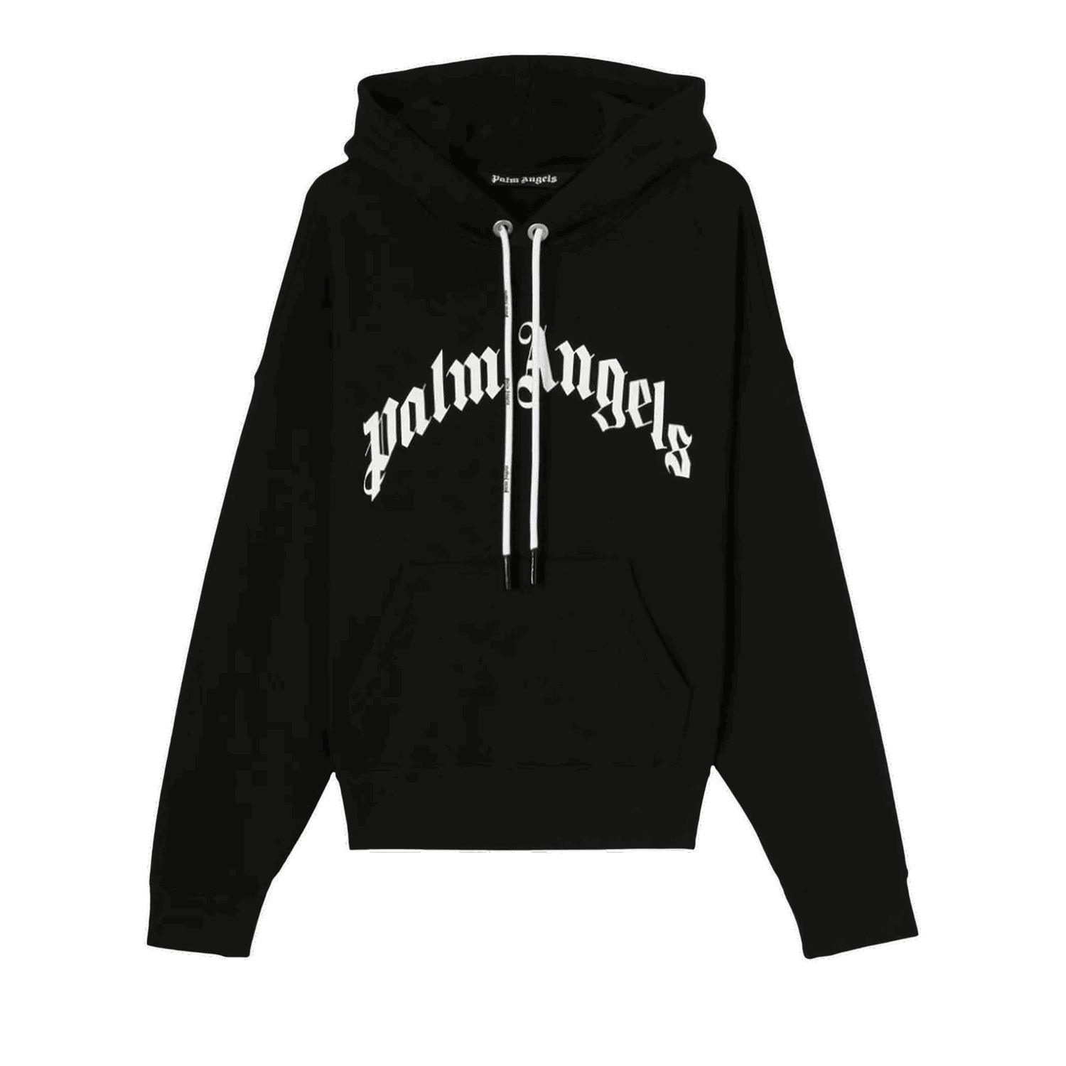Sweatshirt Palm Angels Curved Logo Hoody Svart | PMBB058C99FLE0031001, 0