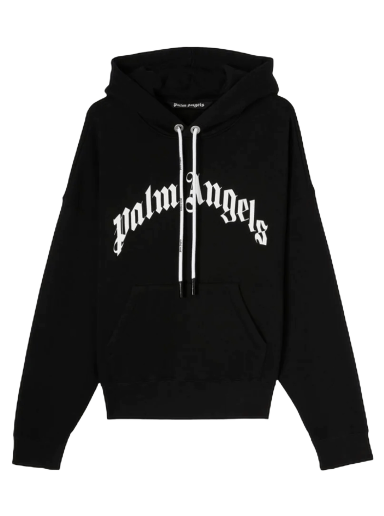 Sweatshirt Palm Angels Curved Logo Hoody Svart | PMBB058C99FLE0031001