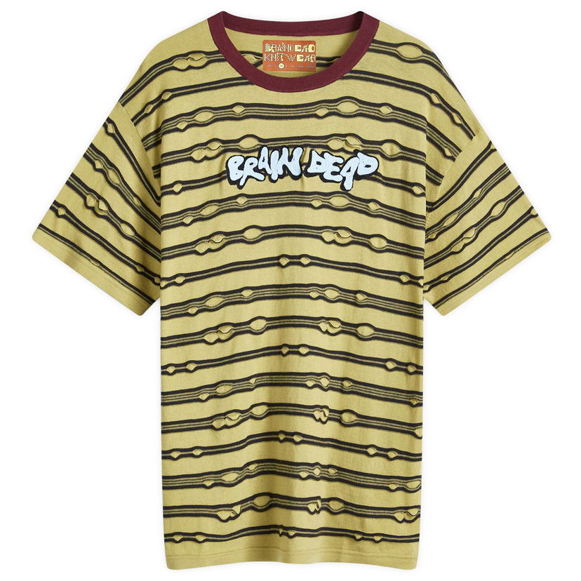 T-shirt Brain Dead Embroidered Puckered Stripe T-Shirt Grön | F24T06004038-LIME