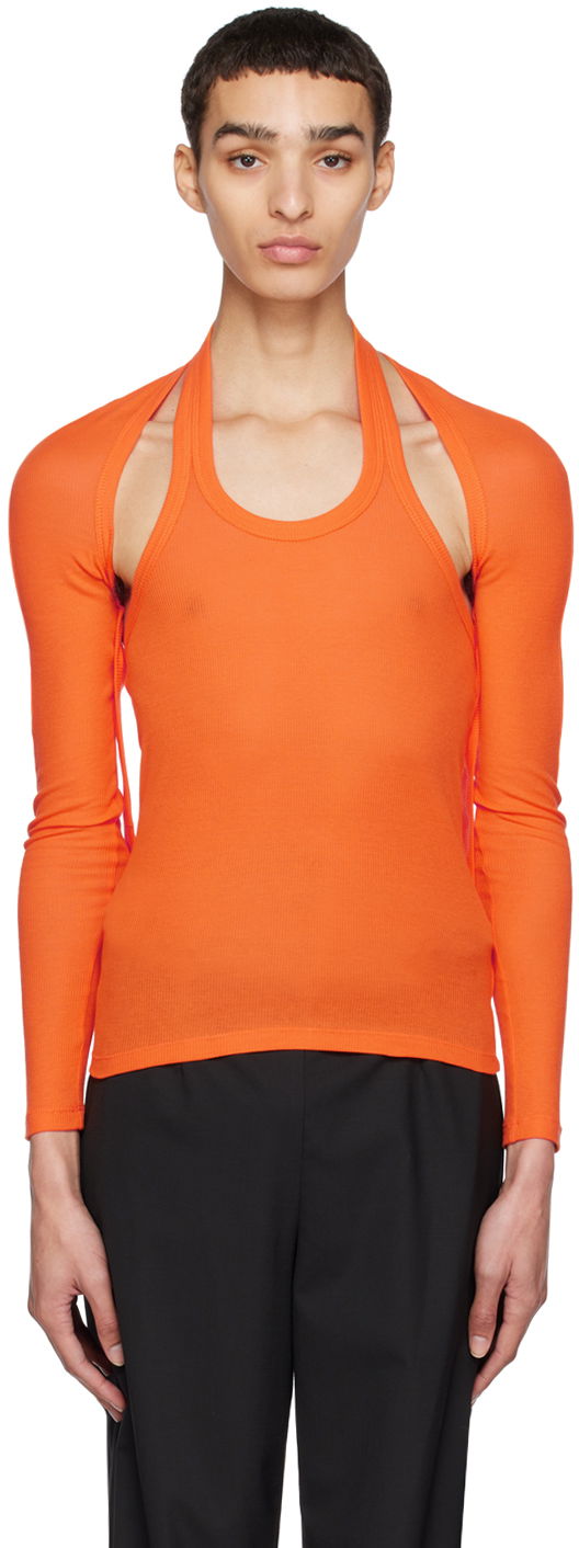Linne Dion Lee Modular Halter Long Sleeve T-Shirt Orange | C3103R23