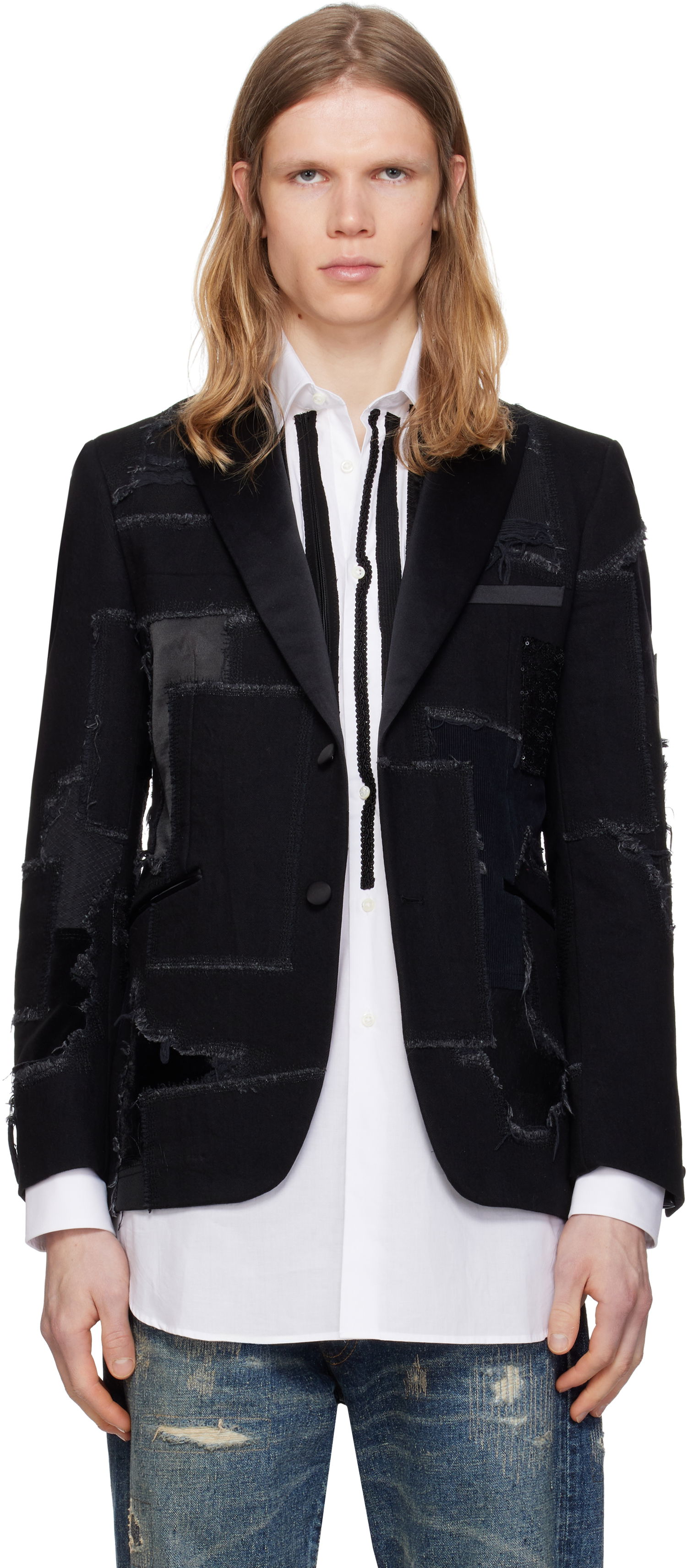 Jacka Junya Watanabe Junya Watanabe Patchwork Blazer Svart | WO-J033-051, 0